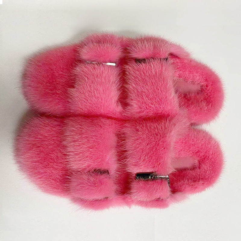 Summer Flat Home Solid Color Thick Bottom Double-breasted Cotton Slippers